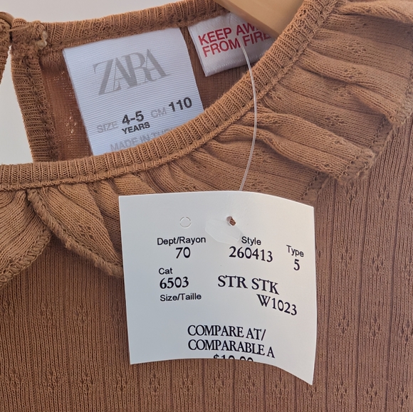 2/$20 💚 Zara Ribbed Ruffle Collar Top | Girls 4–5Y - Picture 6 of 6